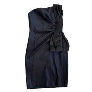 Daisy Black Sleeveless Party Bow Dress 🖤 Fitted Mini Statement Side Bow •Size S